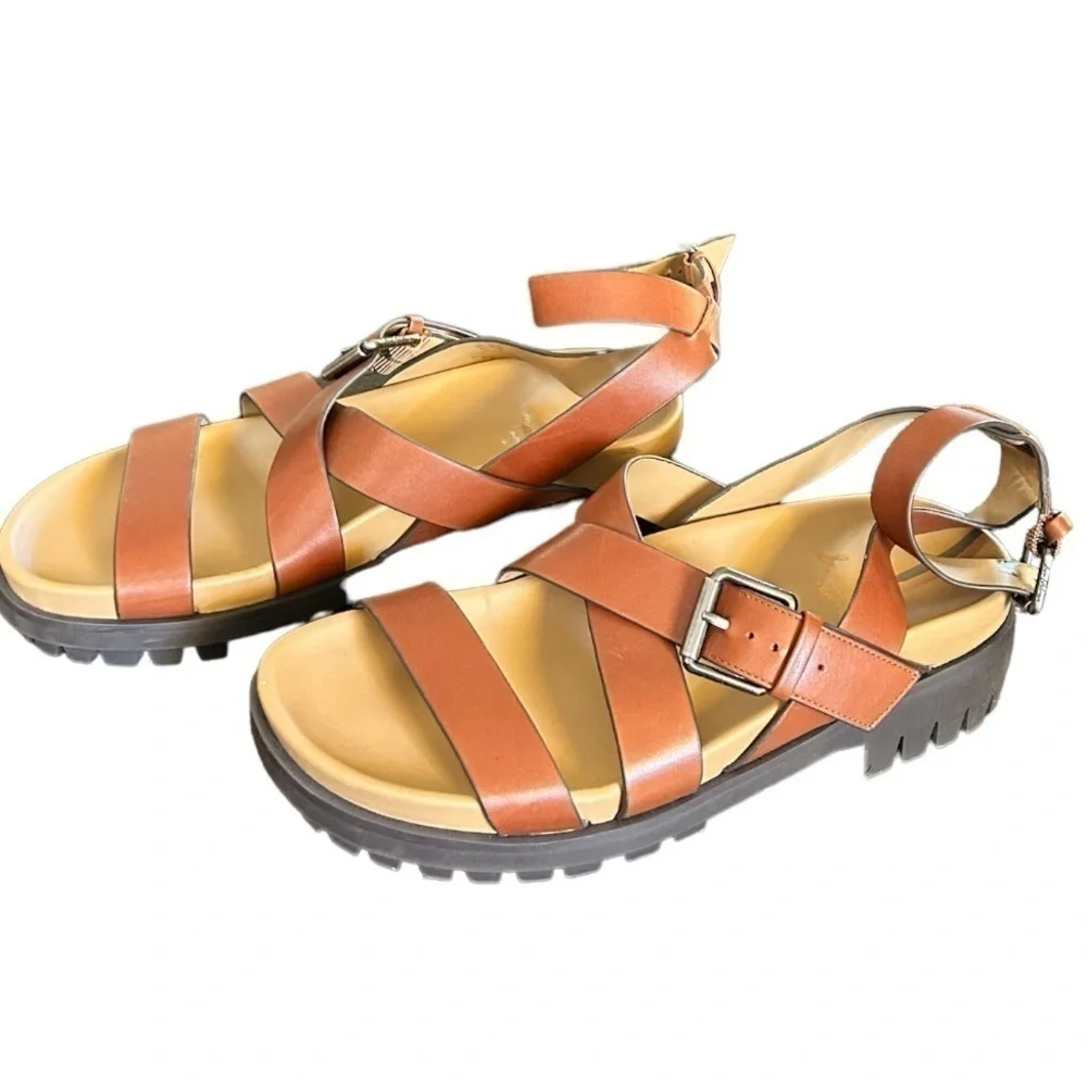 Sam Edelman Lug Sole Eleanora Leather Sandals Chestnut Brown Women’s Size 8 - Picture 5 of 8